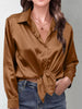 Satin Button-Down Long Sleeve Shirt test