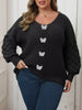 Plus Size Butterfly Dropped Shoulder Sweater test