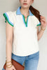 Contrast Ruffled Sleeve Collared V Neck Blouse test