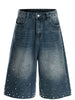 Men's Pearl Embellished Wide Leg Denim Shorts test