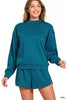 Zenana Scuba Long Sleeve Sweatshirt and Shorts Set