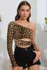 Leopard Cutout One-Shoulder Cropped Top test