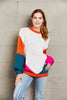 Angel Wings Color Block Round Neck Drop Shoulder Sweater test