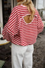 Cutout Back Striped Round Neck Sweatshirt test