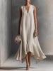 Ruffled Hem Sleeveless Notched Dress test