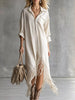Fringe Hem Zip-Up Shirt Dress test