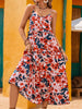 Perfee Frill Backless Printed Sleeveless Midi Dress test
