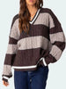 Striped Cable Knit V-Neck Sweater test