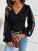 V-Neck Crochet Long Sleeve Top test