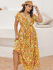 Plus Size Printed V-Neck Flutter Sleeve Tie Waist Maxi Dress test