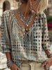Full Size Tie Neck 3/4 Sleeve Blouse Plus Size test