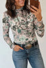 Floral Print Mesh Mock Neck Long Sleeve Top test