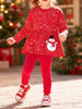 Children's Snowman Applique Peplum Top and Leggings Set test