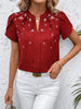 Floral Notched Short Sleeve Blouse test