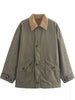 Contrast Corduroy Collar Button Up Jacket test