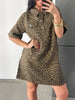 Leopard Print Short Sleeve Denim Dress test