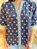 Floral Print Half Sleeve Contrast Trim Blouse test