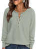 Waffle Knit Henley Long Sleeve T-Shirt test