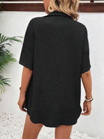 Women's Solid Color Button-Front Lace-Up Two-Piece Set