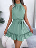 Halter Neck Ruffle Hem A-Line Dress