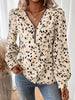 Leopard Print Zipper V-Neck Blouse test