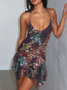 Sheer Floral Print Sleeveless Asymmetrical Mini Dress test
