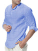 Men's Plus Size Solid Color Roll-Up Sleeves Blouse test