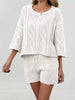 Cable Knit 3/4 Sleeve Sweater and Shorts Set test