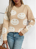 Smile Pattern Round Neck Long Sleeve Sweater test