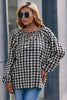 Ivy Lane Plaid Tie Neck Balloon Sleeve Blouse test