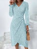 Full Size Printed Surplice Long Sleeve Midi Dress test