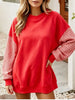 Contrast Gingham Long Sleeve Sweatshirt test