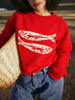 Fish Pattern Crew Neck Sweater test