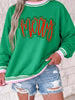 Merry Holiday Graphic Striped Trim Crew Neck Sweatshirt test
