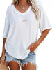 Waffle Knit V-Neck Short Sleeve T-Shirt
