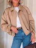 Zip Up Dropped Shoulder Suede Jacket test