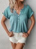 Full Size Casual V-Neck Henley Top with Rolled Sleeves Plus Size test