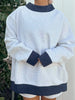 Polka Dot Contrast Trim Dropped Shoulder Sweatshirt test