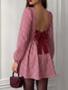 Backless Plaid Long Sleeve Dress test