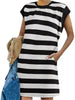 Full Size Casual Striped Short Sleeve Mini Dress Plus Size