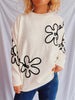 Flower Round Neck Long Sleeve Sweater test