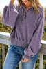 Quarter-Snap Collared Lantern Sleeve Sweatshirt test