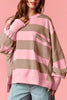 Striped Colorblock Patch Pocket Split Hem Oversized Long Sleeve Sweatshirt test