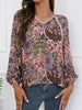 Ivy Lane Lace Detail Printed V-Neck Blouse test