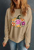 Pumpkin & Flower Graphic Long Sleeve Sweatshirt test
