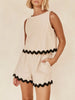 Contrast Trim Round Neck Tank and Shots Set test