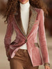 Full Size Leopard Collar One Button Blazer Plus Size test