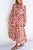 Printed Notched Long Sleeve Dress test