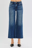 RISEN Full Size Mid Rise Crop Wide Raw Cut Hem Jeans Plus Size