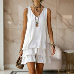 V-Neck Sleeveless Tiered Ruffle Mini Dress